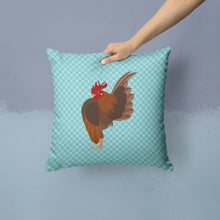 Load image into Gallery viewer, Malaysian Serama Chicken Blue Check Throw Pillow - 14x14 Decorative Pillow – Art for Your Home &amp; Patio BB8016PW1414