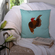 Load image into Gallery viewer, Malaysian Serama Chicken Blue Check Throw Pillow - 14x14 Decorative Pillow – Art for Your Home &amp; Patio BB8016PW1414