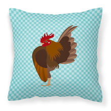 Load image into Gallery viewer, Malaysian Serama Chicken Blue Check Fabric Decorative Pillow BB8016PW1818