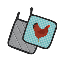 Load image into Gallery viewer, New Hampshire Red Chicken Blue Check Pot Holders - Set of 2 - Heat-Resistant Kitchen Essentials BB8017PTHD