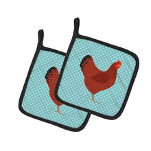 Load image into Gallery viewer, New Hampshire Red Chicken Blue Check Pot Holders - Set of 2 - Heat-Resistant Kitchen Essentials BB8017PTHD