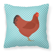 Load image into Gallery viewer, New Hampshire Red Chicken Blue Check Fabric Decorative Pillow BB8017PW1818