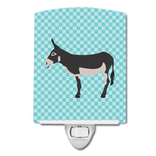 Load image into Gallery viewer, American Mammoth Jack Donkey Blue Check Ceramic Night Light BB8018CNL