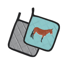 Load image into Gallery viewer, Mule Blue Check Pot Holders - Set of 2 - Heat-Resistant Kitchen Essentials BB8019PTHD