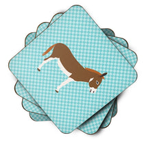 Load image into Gallery viewer, Miniature Mediterranian Donkey Blue Check Foam Coaster  BB8021FC