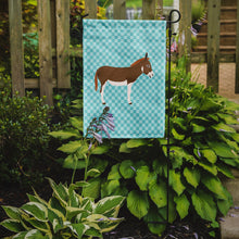 Load image into Gallery viewer, Miniature Mediterranian Donkey Blue Check Garden Flag - Outdoor Decorative Yard Flag