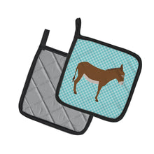 Load image into Gallery viewer, Cotentin Donkey Blue Check Pot Holders - Set of 2 - Heat-Resistant Kitchen Essentials BB8023PTHD