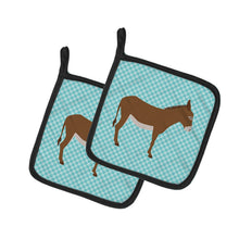 Load image into Gallery viewer, Cotentin Donkey Blue Check Pot Holders - Set of 2 - Heat-Resistant Kitchen Essentials BB8023PTHD