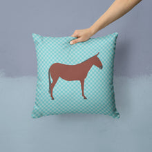Load image into Gallery viewer, Hinny Horse Donkey Blue Check Throw Pillow - 14x14 Decorative Pillow – Art for Your Home &amp; Patio BB8024PW1414