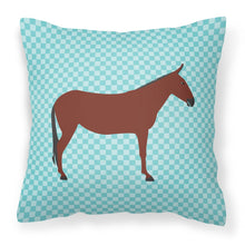 Load image into Gallery viewer, Hinny Horse Donkey Blue Check Fabric Decorative Pillow BB8024PW1818