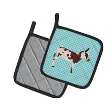 Load image into Gallery viewer, American Spotted Donkey Blue Check Pot Holders - Set of 2 - Heat-Resistant Kitchen Essentials BB8025PTHD