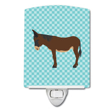 Load image into Gallery viewer, Zamorano-Leones Donkey Blue Check Ceramic Night Light BB8027CNL
