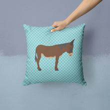 Load image into Gallery viewer, Zamorano-Leones Donkey Blue Check Throw Pillow - 14x14 Decorative Pillow – Art for Your Home &amp; Patio BB8027PW1414