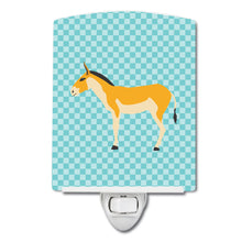 Load image into Gallery viewer, Turkmenian Kulan Donkey Blue Check Ceramic Night Light BB8028CNL