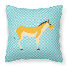 Load image into Gallery viewer, Turkmenian Kulan Donkey Blue Check Fabric Decorative Pillow BB8028PW1818