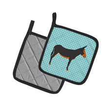Load image into Gallery viewer, Catalan Donkey Blue Check Pot Holders - Set of 2 - Heat-Resistant Kitchen Essentials BB8029PTHD