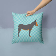 Load image into Gallery viewer, Catalan Donkey Blue Check Throw Pillow - 14x14 Decorative Pillow – Art for Your Home &amp; Patio BB8029PW1414