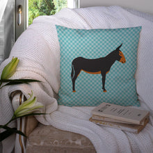 Load image into Gallery viewer, Catalan Donkey Blue Check Throw Pillow - 14x14 Decorative Pillow – Art for Your Home &amp; Patio BB8029PW1414