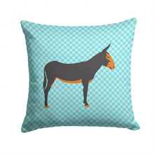 Load image into Gallery viewer, Catalan Donkey Blue Check Throw Pillow - 14x14 Decorative Pillow – Art for Your Home &amp; Patio BB8029PW1414