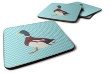 Load image into Gallery viewer, Rouen Duck Blue Check Foam Coaster  BB8030FC