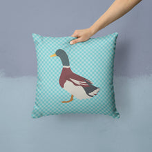 Load image into Gallery viewer, Rouen Duck Blue Check Throw Pillow - 14x14 Decorative Pillow – Art for Your Home &amp; Patio BB8030PW1414