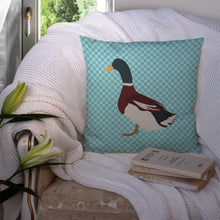 Load image into Gallery viewer, Rouen Duck Blue Check Throw Pillow - 14x14 Decorative Pillow – Art for Your Home &amp; Patio BB8030PW1414