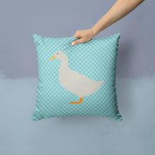Load image into Gallery viewer, American Pekin Duck Blue Check Throw Pillow - 14x14 Decorative Pillow – Art for Your Home &amp; Patio BB8034PW1414