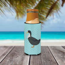 Load image into Gallery viewer, Blue Swedish Duck Blue Check   Hugger for slim cans