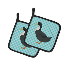 Load image into Gallery viewer, Blue Swedish Duck Blue Check Pot Holders - Set of 2 - Heat-Resistant Kitchen Essentials BB8036PTHD