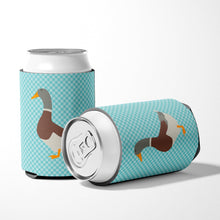 Load image into Gallery viewer, Saxony Sachsenente Duck Blue Check Can or Bottle Hugger BB8037CC