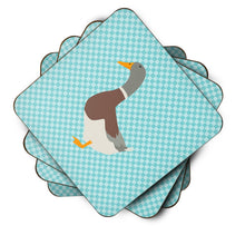 Load image into Gallery viewer, Saxony Sachsenente Duck Blue Check Foam Coaster  BB8037FC