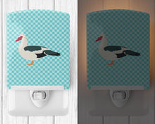 Load image into Gallery viewer, Muscovy Duck Blue Check Ceramic Night Light BB8038CNL