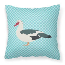 Load image into Gallery viewer, Muscovy Duck Blue Check Fabric Decorative Pillow BB8038PW1818