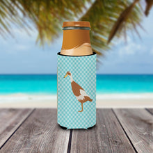 Load image into Gallery viewer, Indian Runner Duck Blue Check   Hugger for slim cans