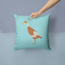 Load image into Gallery viewer, Indian Runner Duck Blue Check Throw Pillow - 14x14 Decorative Pillow – Art for Your Home &amp; Patio BB8039PW1414