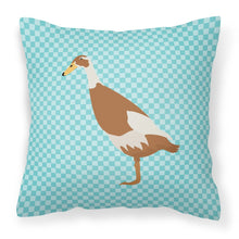 Load image into Gallery viewer, Indian Runner Duck Blue Check Fabric Decorative Pillow BB8039PW1818