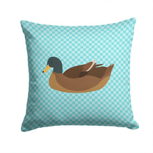 Load image into Gallery viewer, Khaki Campbell Duck Blue Check Throw Pillow - 14x14 Decorative Pillow – Art for Your Home &amp; Patio BB8040PW1414