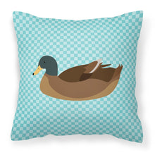 Load image into Gallery viewer, Khaki Campbell Duck Blue Check Fabric Decorative Pillow BB8040PW1818