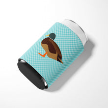 Load image into Gallery viewer, Silver Bantam Duck Blue Check Can or Bottle Hugger BB8041CC