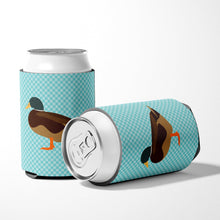 Load image into Gallery viewer, Silver Bantam Duck Blue Check Can or Bottle Hugger BB8041CC