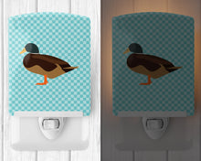 Load image into Gallery viewer, Silver Bantam Duck Blue Check Ceramic Night Light BB8041CNL