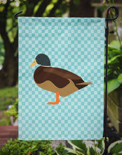Load image into Gallery viewer, Silver Bantam Duck Blue Check Garden Flag - Outdoor Decorative Yard Flag