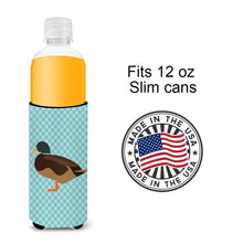 Load image into Gallery viewer, Silver Bantam Duck Blue Check   Hugger for slim cans