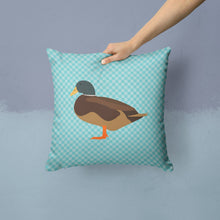 Load image into Gallery viewer, Silver Bantam Duck Blue Check Throw Pillow - 14x14 Decorative Pillow – Art for Your Home &amp; Patio BB8041PW1414