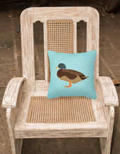 Load image into Gallery viewer, Silver Bantam Duck Blue Check Fabric Decorative Pillow BB8041PW1818