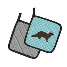 Load image into Gallery viewer, Sable Marten Blue Check Pot Holders - Set of 2 - Heat-Resistant Kitchen Essentials BB8043PTHD