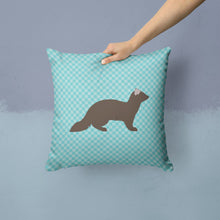 Load image into Gallery viewer, Sable Marten Blue Check Throw Pillow - 14x14 Decorative Pillow – Art for Your Home &amp; Patio BB8043PW1414