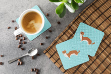 Load image into Gallery viewer, Weasel Blue Check Coasters - Set of 4 Lightweight Foam, Absorbent Drink Coasters