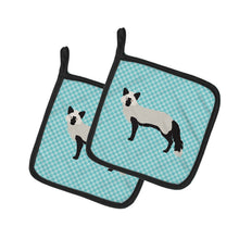 Load image into Gallery viewer, Silver Fox Blue Check Pot Holders - Set of 2 - Heat-Resistant Kitchen Essentials BB8045PTHD