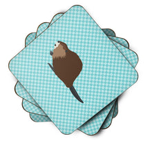 Load image into Gallery viewer, Eurasian Beaver Blue Check Foam Coaster  BB8047FC